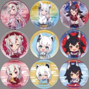 Badge Binz All 9 Types Set Virtual Youtuber Hololive Iroha Nihohetto Ayafubumi T