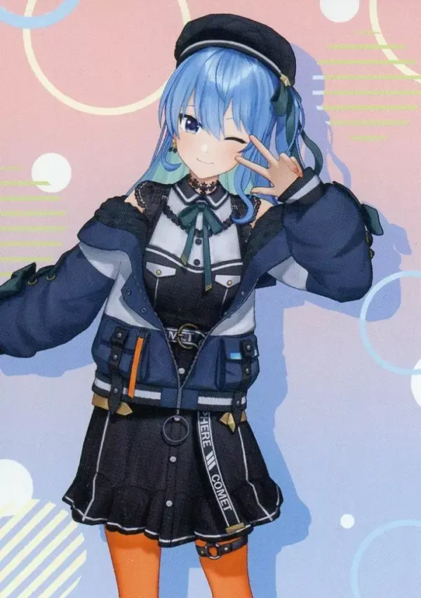 Character Card Hoshigai Suisei Everyday Clothing Idol Costume/Knee Shot Original