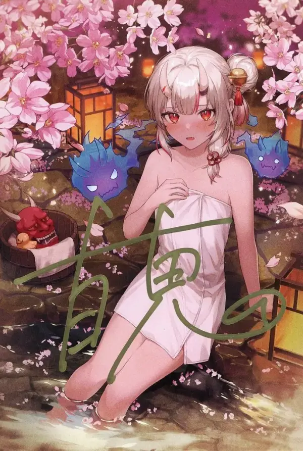 Postcard Hyakki Ayame Autographed With Original Saino Drawn Virtual Youtuber Hol