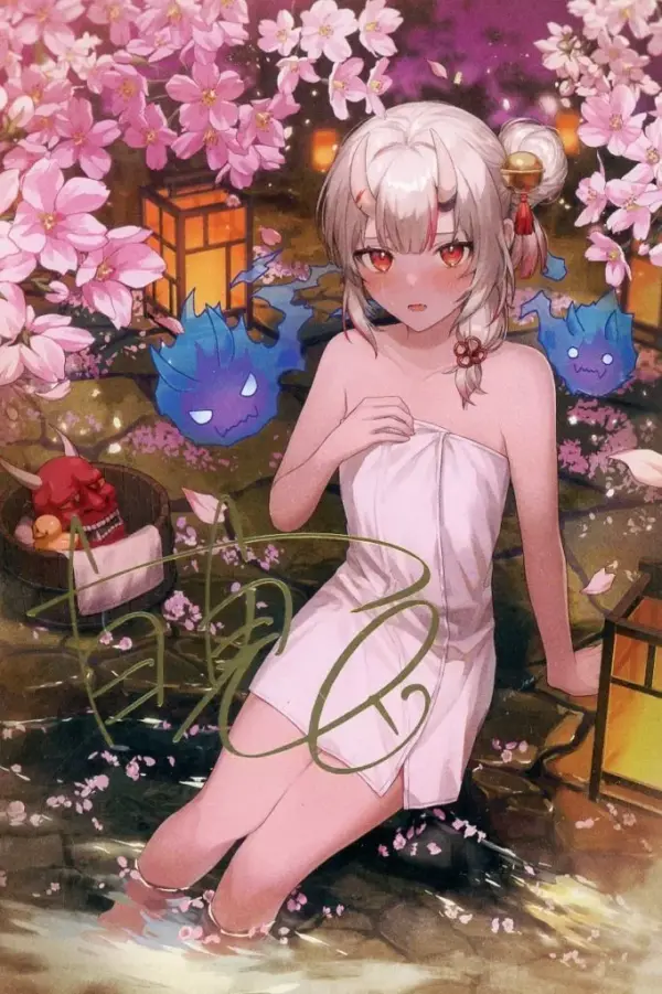 Postcard Hyakki Ayame Foil-Pressed, Original Drawn By Saino With Signature, Virt