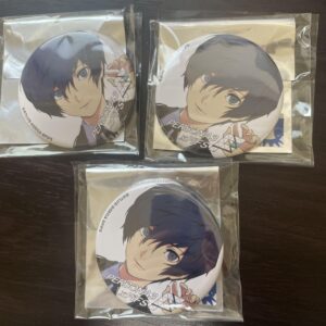 Persona 3 Fifs Osamu Yuuki Can Badge Set Of White F/S-M501 from japan Rare  Good