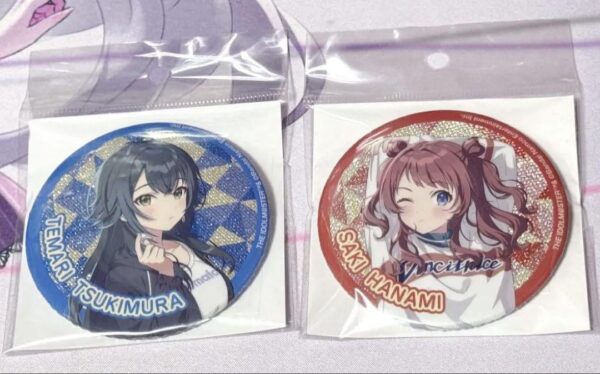 Gakuen Idolmaster Saki Hanami Temari Tsukimura Gakumasu Can Badge