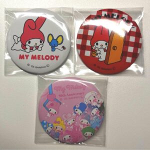 My Melody 50Th Anniversary Can Badge 3 Pieces F/S-M503 from japan Rare  Good con