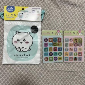 Chiikawa 100 Yen Store 3-Piece Set Puktt Sticker Clear Soft Drawstring Wear