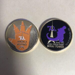 Mirai Tower Limited Godzilla Medal 2 Pieces F/S-M503 from japan Rare  Good condi