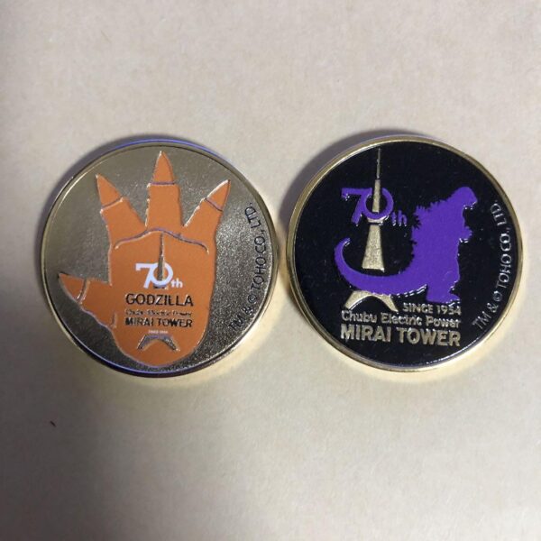 Mirai Tower Limited Godzilla Medal 2 Pieces F/S-M503 from japan Rare  Good condi