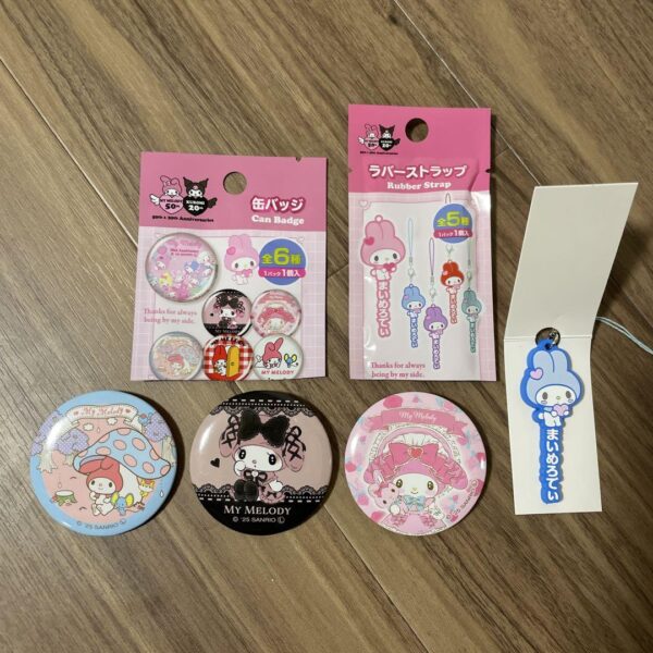 My Melody 50Th Anniversary Can Badge Rubber Strap Set F/S-M503 from japan Rare