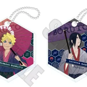Keychain Uzumaki Bolt Uchiha Sasuke Glitter Acrylic Set Of 2 Hyakumonogatari Ver