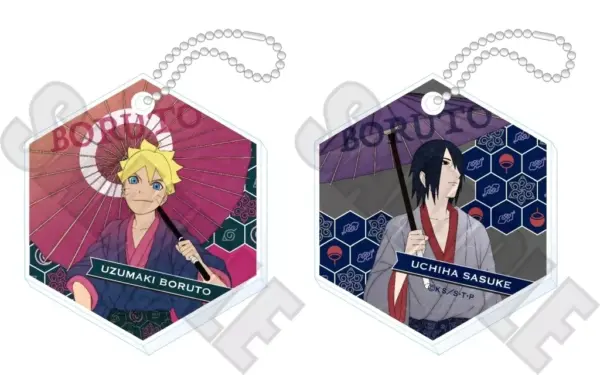 Keychain Uzumaki Bolt Uchiha Sasuke Glitter Acrylic Set Of 2 Hyakumonogatari Ver