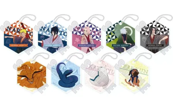 Keychains, All 9 Types Set, Naruto Shippuden, Glittering Acrylic Keychain Collec
