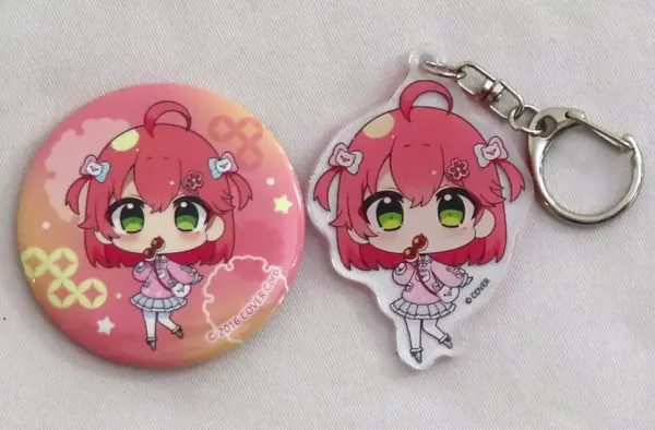 Goods Set Sakura Miko Mini Character Can Badge Acrylic Keychain Virtual Youtuber