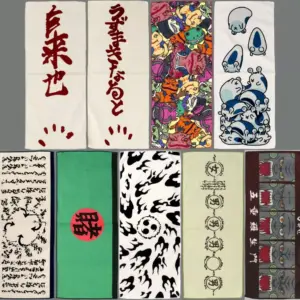 Towel Tenugui, All 9 Types Set, Long Assorted Ichibankujionline Naruto Shippuden