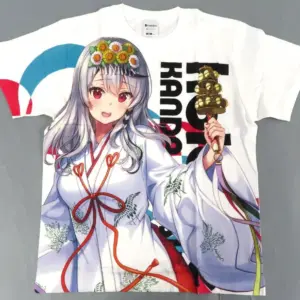 T-Shirt Sakasha Kuroe Full Graphic Shrine Maiden Costume Ver. White M Size Virtu