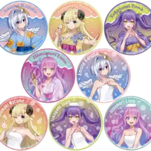 Badge Pins, All 8 Types Set, Virtual Youtuber Hololive Gokurakuyu Raku Spa Colla