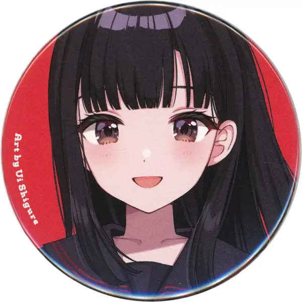 Badge Bins Shigure Girls Red Background Virtual Youtuber Shigureui Solo Exhibiti