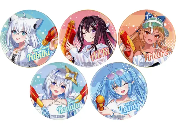 Badge Binz Shirakami Fubuki Azki Fu Amane Kanata Yukikara Rami Can 5-Piece Set V