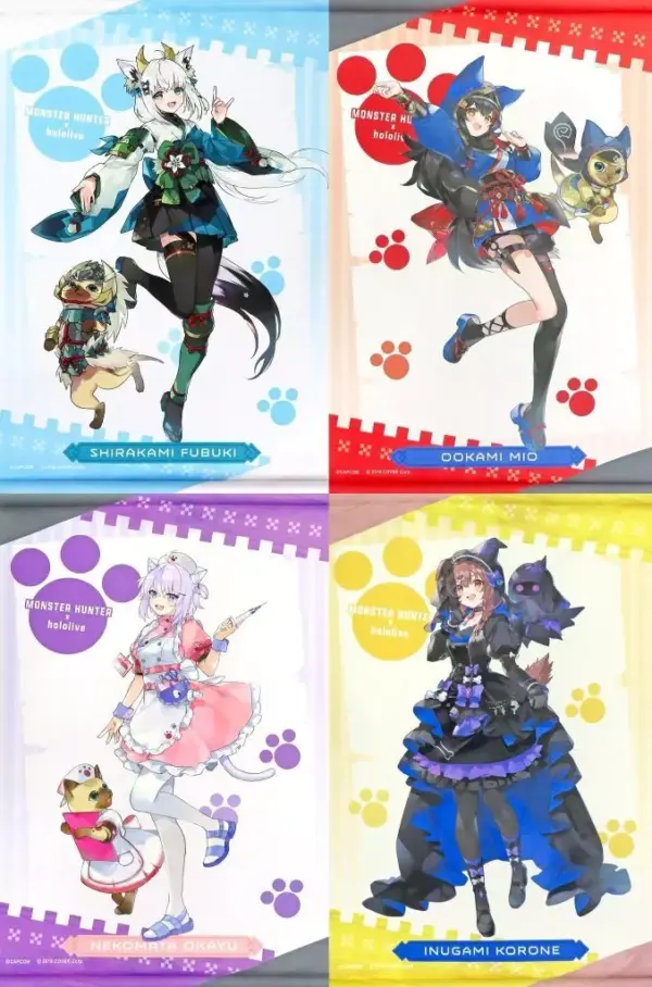 Tapestry Set Of 4 Types Virtual Youtuber Hololive Monster Hunter And Otomo Secon