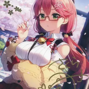 Postcard Sakura Miko Autographed Foil Stamped Drawn By Orudan-Sensei Virtual You
