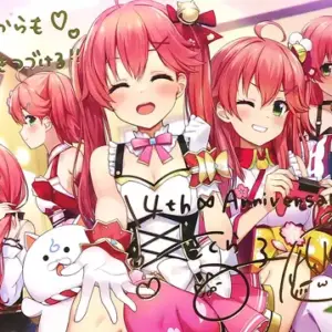 Postcard Sakura Miko Foil-Pressed Replica Sign Message-Drawn With Orudan Virtual
