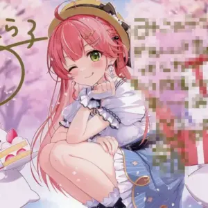 Postcard Sakura Miko Foil-Pressed Replica Sign Message-Drawn Virtual Youtuber Ho