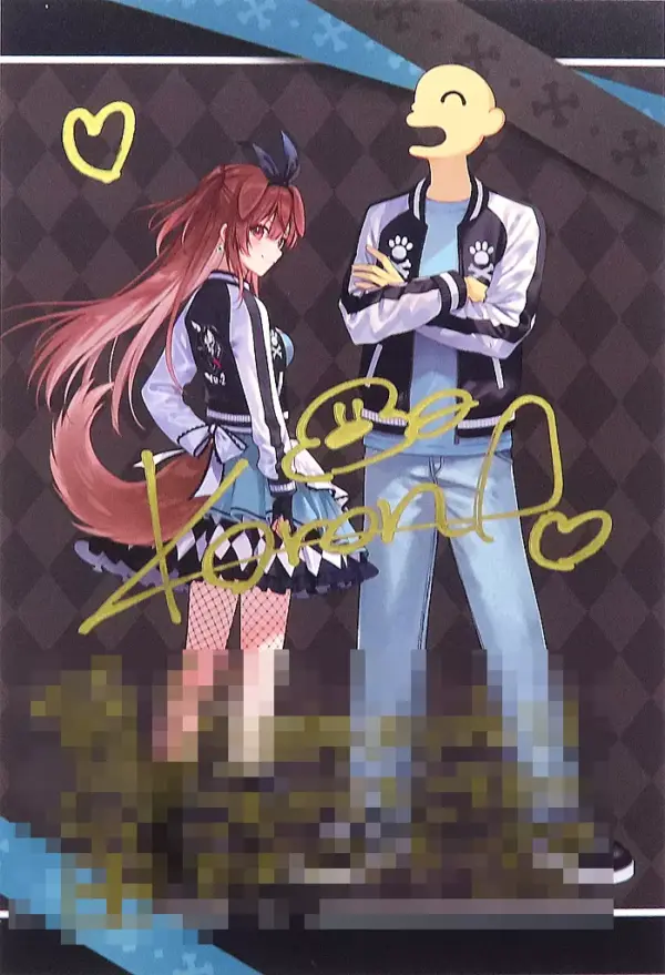 Postcard Inugami Korone Autographed, Original With Shark Fin A Foil Stamped And