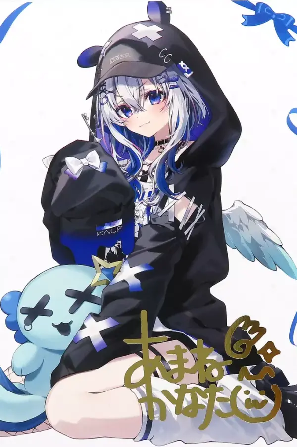 Postcard Amane Kanata Foil Stamped Replica Signed With Original Illustrations Of