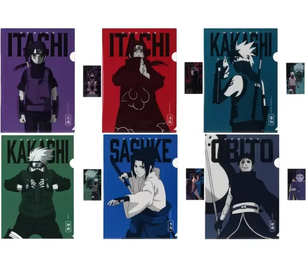 Clear File, Set Of 6 Types, A4 Sticker Ichibankuji Naruto Shippuden Red Eyes Tha