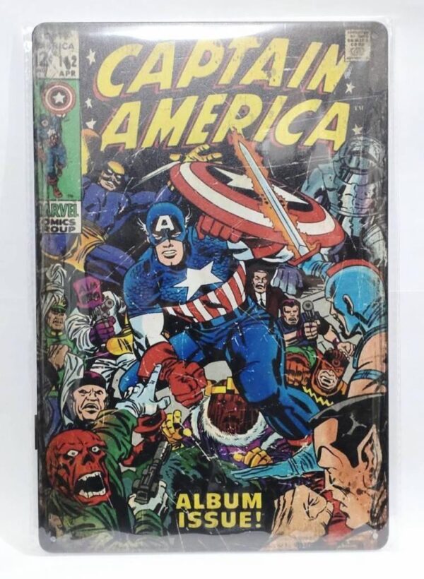 Captain America Tin Signboard Iron Metal Plate F/S-M501 from japan Rare  Good co