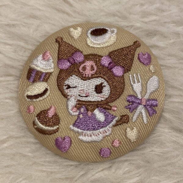 Sanrio Characters Embroidered Can Badge Biscuit 3 Kuromi F/S-M501 from japan Rar