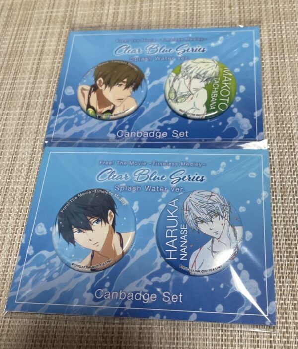Free Clear Blue Series Can Badge Haruka Makoto F/S-M501 from japan Rare  Good co