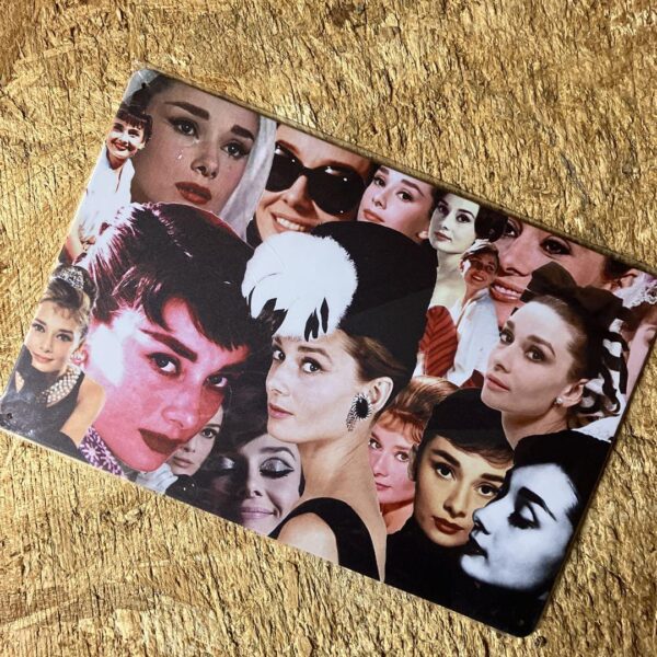 Audrey Hepburn Collage Art Tin Sign F/S-M501 from japan Rare  Good condition