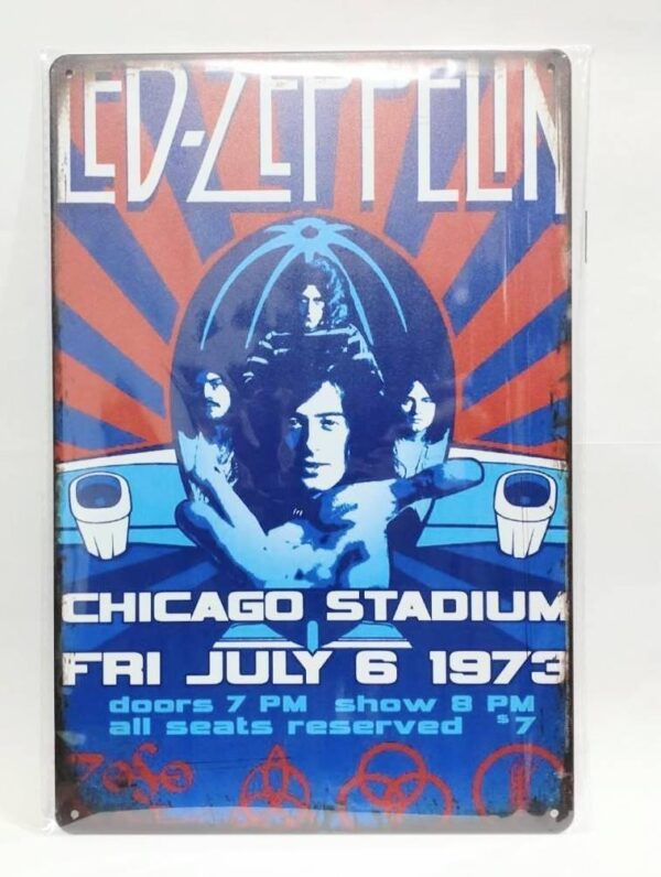 Led Zeppelin Rock Band Tin Sign Board Iron F/S-M501 from japan Rare  Good condit