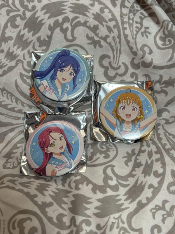 Love Live Sunshine Aqours 3 Can Badges Chikariko Kanan F/S-M501 from japan Rare