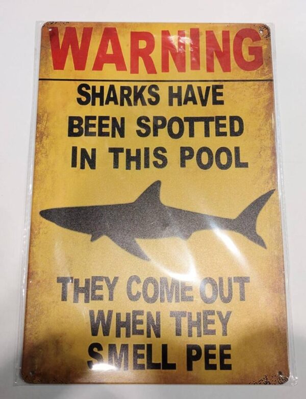 Shark Tin Signboard Iron Metal Plate F/S-M501 from japan Rare  Good condition