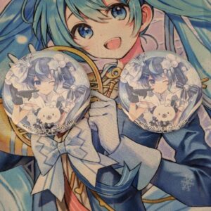 Snow Miku2025 Glittering Can Badge Miku Art By Tsunako 2 F/S-M501 from japan Rar