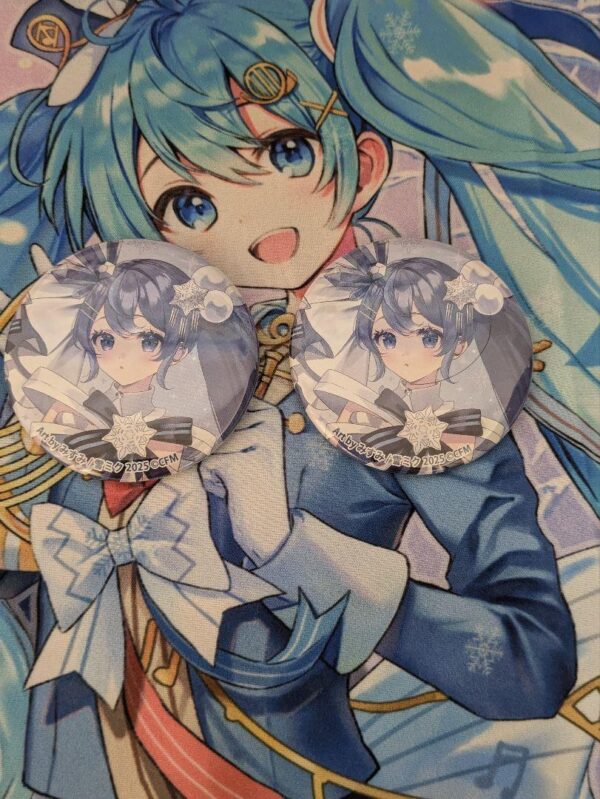 Snow Miku2025 Glittering Can Badge Miku Art By Misumi 2 F/S-M501 from japan Rare