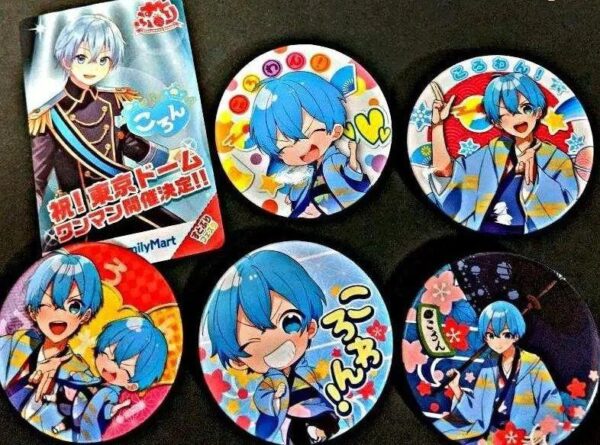 Stupuri Koron-Kun Can Badge Koron-Wan 5-Piece Set F/S-M501 from japan Rare  Good