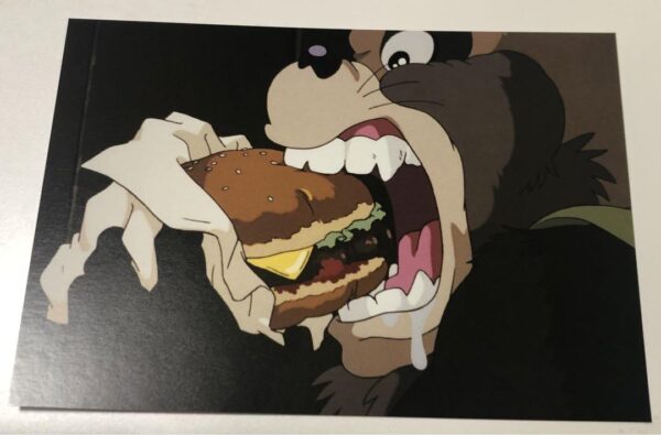 Drawing Eating Ghibli Heisei Tanuki Battle Ponpoko Postcard F/S-M503 from japan