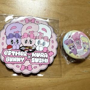 Kura Sushi Ester Bunny Coaster Can Badge F/S-M501 from japan Rare  Good conditio