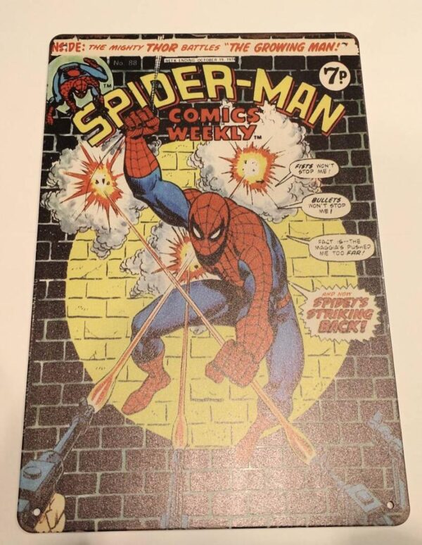 Spiderman Tin Signboard Iron Metal Plate F/S-M501 from japan Rare  Good conditio