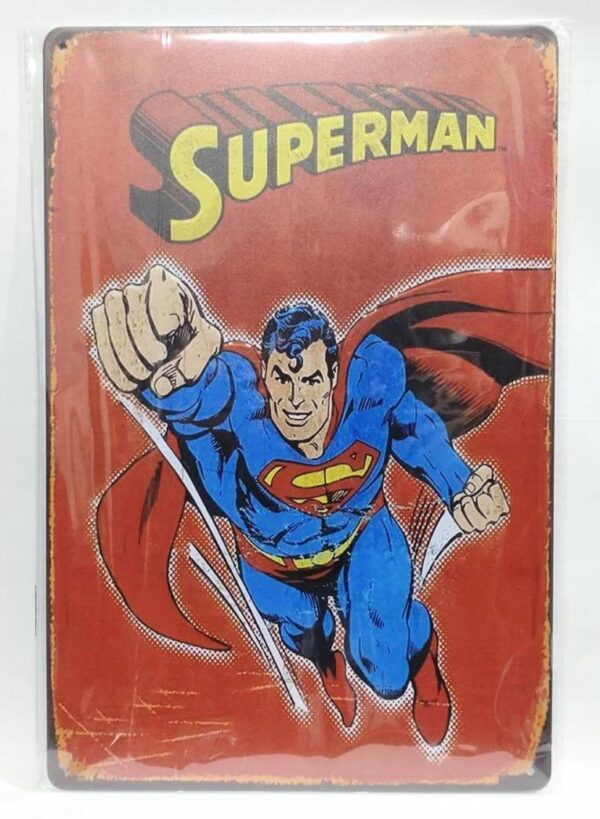 Superman Red Tin Signboard Iron Metal Plate F/S-M501 from japan Rare  Good condi