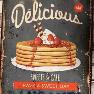 Retro Pancake Sign Board Tin F/S-M501 from japan Rare  Good condition