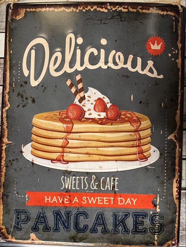 Retro Pancake Sign Board Tin F/S-M501 from japan Rare  Good condition