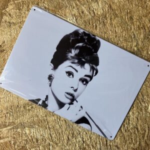 2 Audrey Hepburn Tin Sign F/S-M501 from japan Rare  Good condition