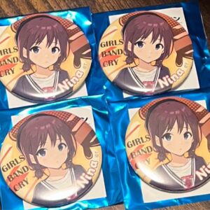 Iseri Nina 4 Can Badges Anisugar Girls Band Cry F/S-M501 from japan Rare  Good c