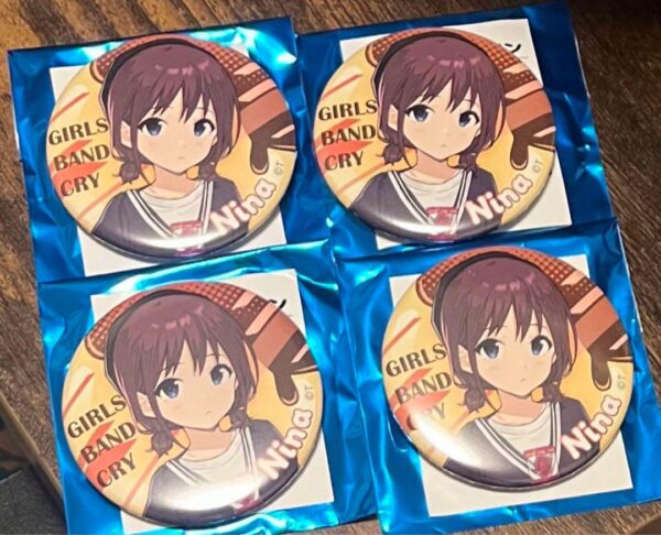 Iseri Nina 4 Can Badges Anisugar Girls Band Cry F/S-M501 from japan Rare  Good c