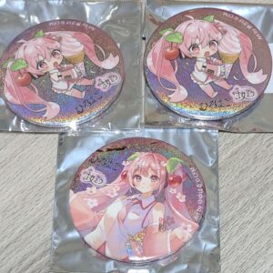 Hirohako Hatsune Miku Sakura Can Badge 3 Pieces F/S-M501 from japan Rare  Good c