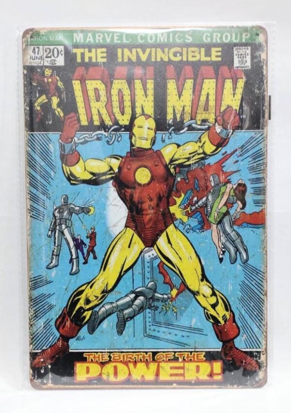 Iron Man American Comiket Tin Signboard Plate Metal F/S-M501 from japan Rare  Go