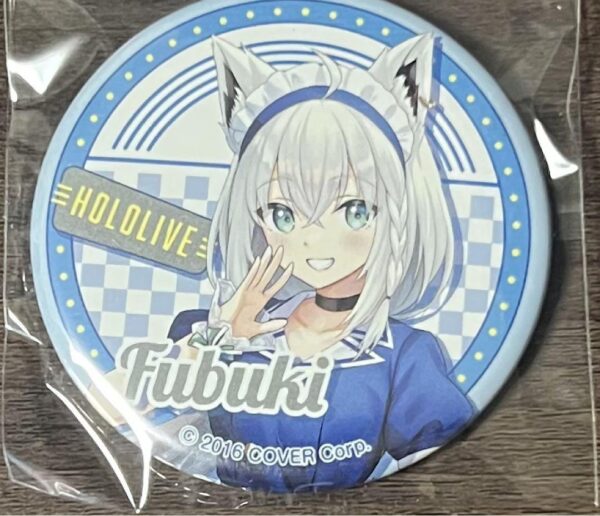 Hololive Shirakami Fubuki Can Badge F/S-M501 from japan Rare  Good condition