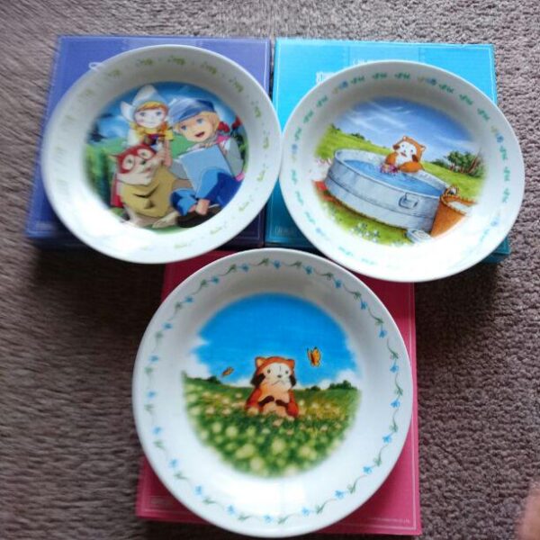 Novelty Flanders Dog Three Plates F/S-M501 from japan Rare  Good condition